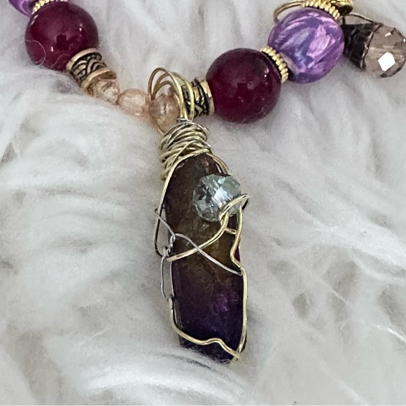 Artisan Handmade Bracelet with hand painted Beads glass charms and metals 0778 G - Picture 4 of 12